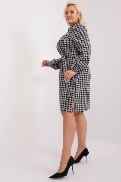 Dámské šedočerné elegantní šaty Houndstooth Fashionhunters