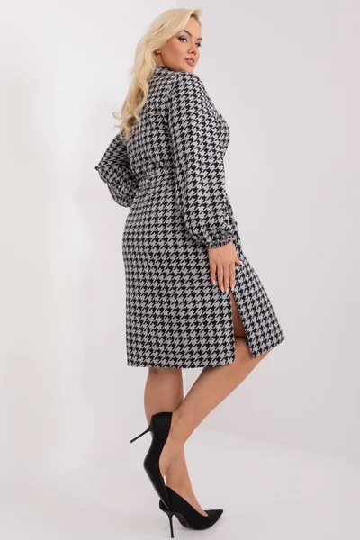 Dámské šedočerné elegantní šaty Houndstooth Fashionhunters