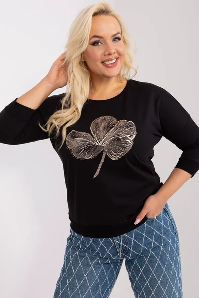 Černá lesklá dámská halenka plus size Fashionhunters