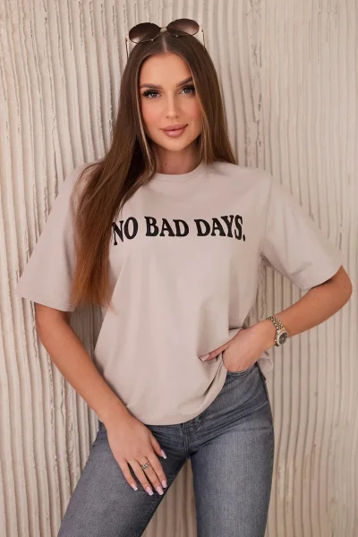 Bavlněná halenka No Bad Days béžová od K-Fashion