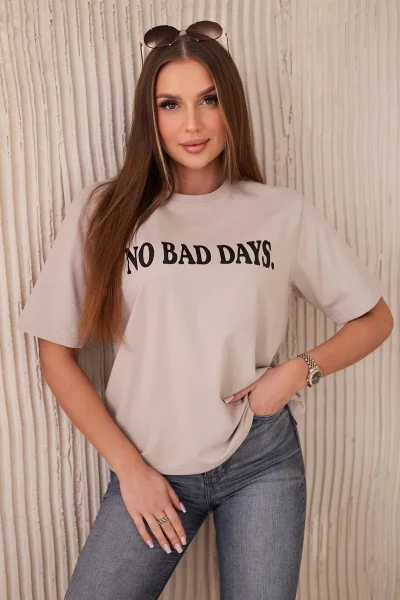 Bavlněná halenka No Bad Days béžová od K-Fashion