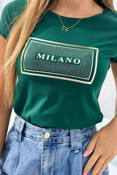 Zelená halenka Milano K-Fashion s milánským potiskem