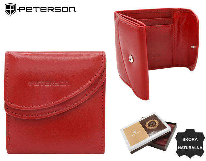 Klasická červená dámská peněženka z přírodní kůže, jedna velikost i523_5903051184505