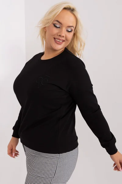 Dámská černá plus size halenka s dlouhými rukávy Fashionhunters