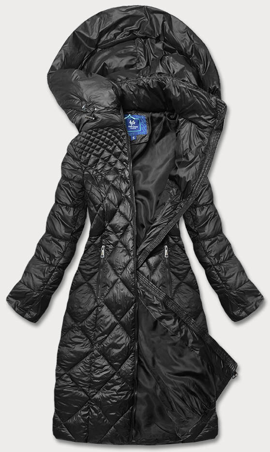 Černá prošívaná bunda pro ženy s kapucí - Ann Gissy, odcienie czerni S (36) i392_20728-46