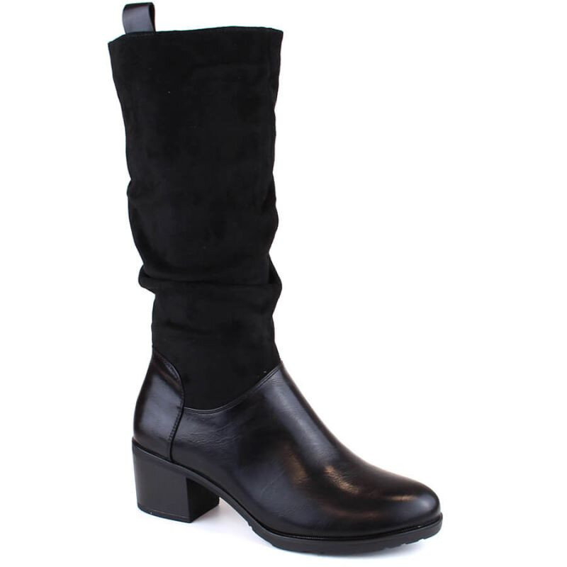 Černé dámské boty na podpatku s kožešinou - Jezzi Warm Feet, 39 i476_63410164