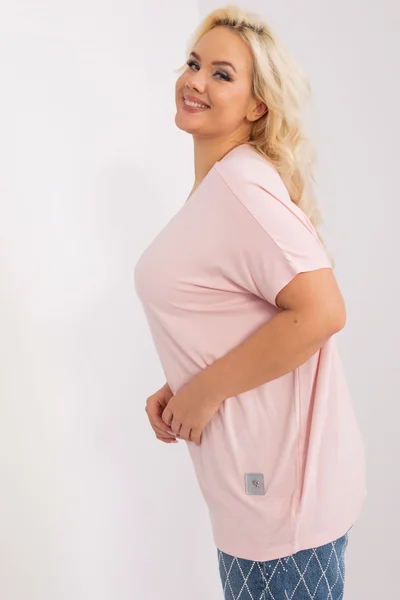 Ležérní růžová dámská plus size halenka Fashionhunters