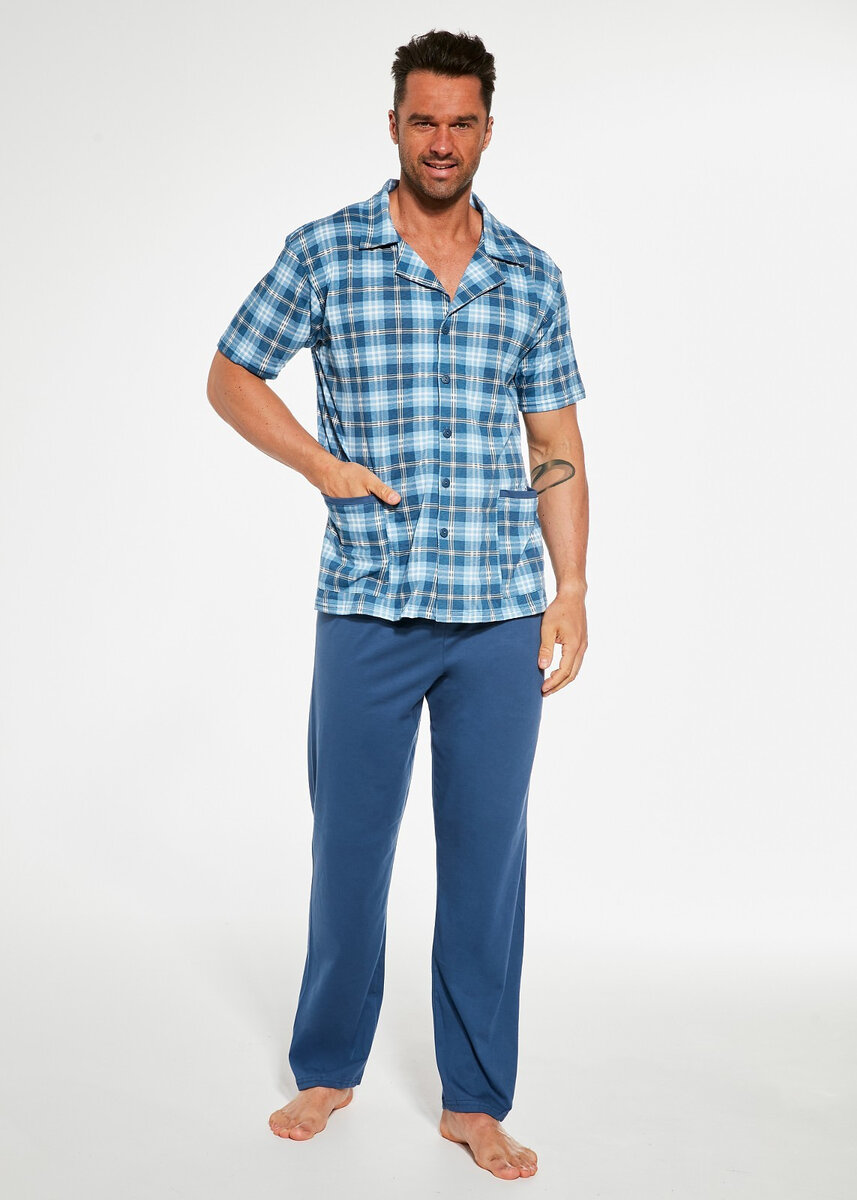 Modré pánské zipové pyžamo Cornette Kostka 3XL-5XL, modrá 3xl i384_49655744