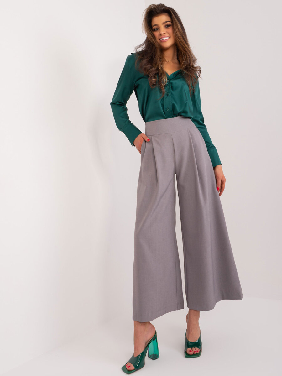 Šedé dámské kalhoty FPrice - Elegantní volba pro každou ženu, L i523_2016103504374