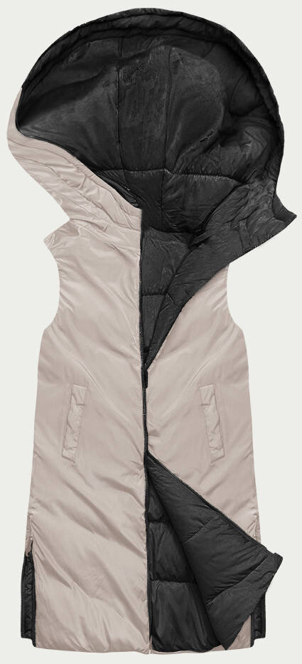 Černá dlouhá dámská vesta s kapucí MELYA MELODY, odcienie czerni XL (42) i392_22474-53
