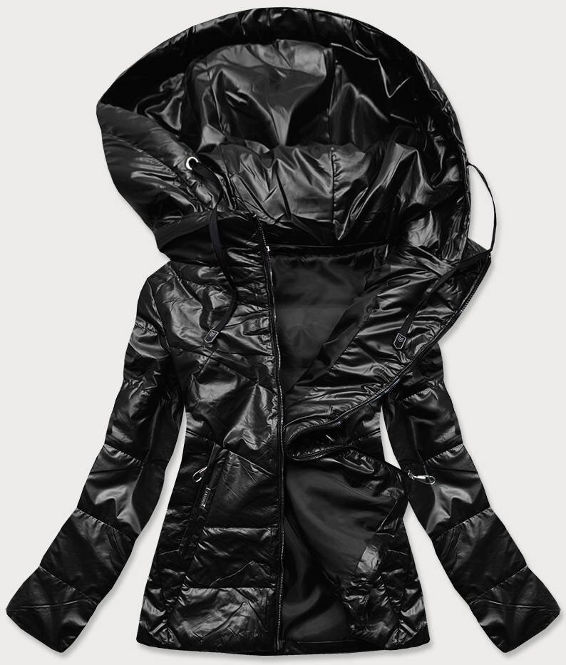 Černá lesklá bunda pro ženy 3I4F4 SWEST, odcienie czerni 50 i392_17714-28