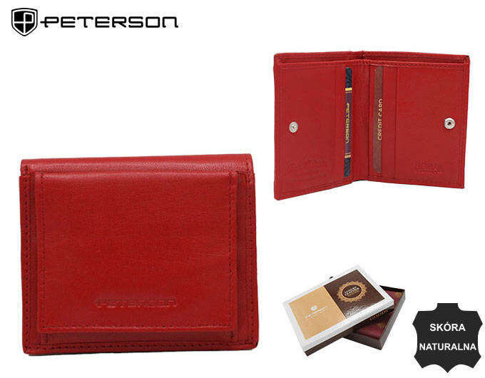 Červená kožená peněženka Peterson s přihrádkami, jedna velikost i523_5903051199752