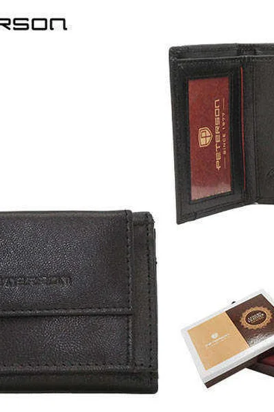 Černá kožená peněženka PETERSON® s uzávěrem
