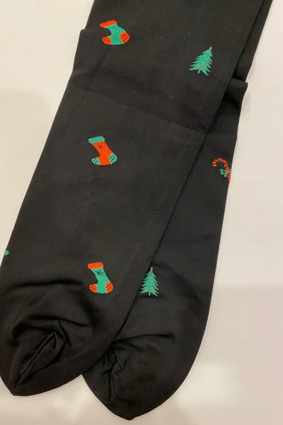 Hrubší dámské vzorované punčochové kalhoty CHRISTMAS TIGHTS Gabriella