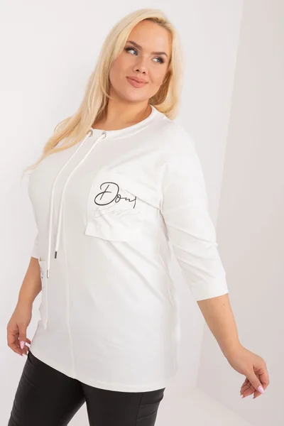 Ecru dámská plus size halenka s kamínky Fashionhunters