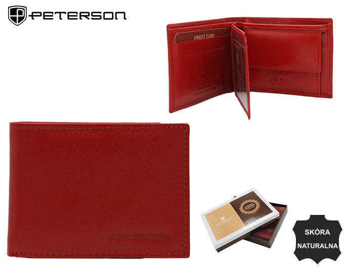 Červená kožená peněženka Peterson s RFID ochranou, jedna velikost i523_5903051200007