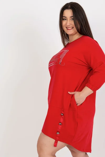 Dámské plus size červené mikinové šaty Fashionhunters