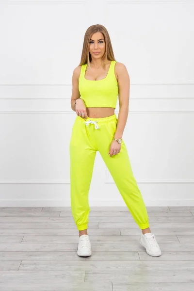 Neonový set top + kalhoty K-Fashion