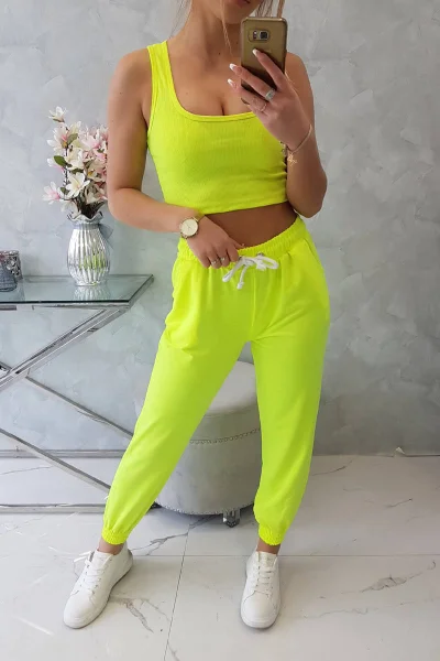 Neonový set top + kalhoty K-Fashion