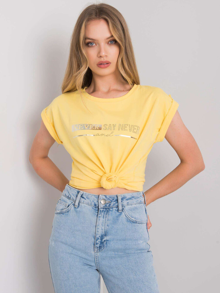 Žluté dámské bavlněné tričko FPrice, jedna velikost i523_2016102960003