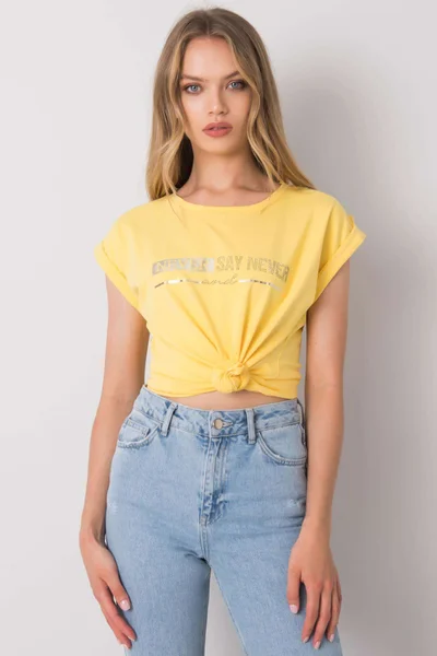 Žluté dámské bavlněné tričko FPrice