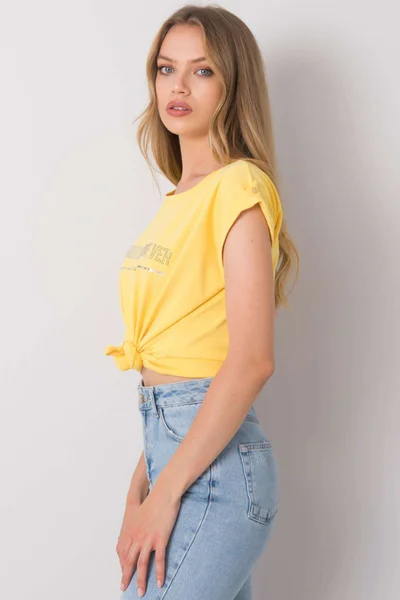 Žluté dámské bavlněné tričko FPrice