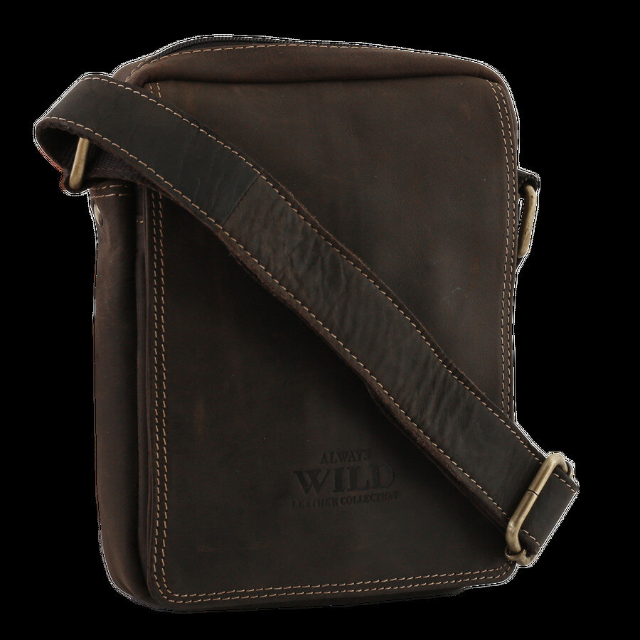 Kožená taška Always Wild® hnědá s kováním zlaté barvy, jedna velikost i523_5903051006425