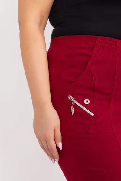 Výrazné bordó dámské kalhoty FPrice