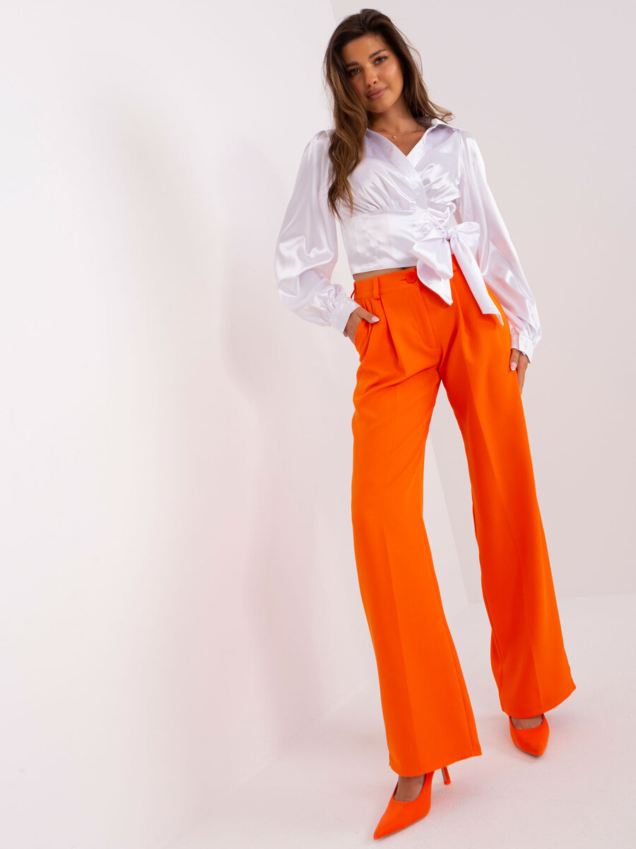 Oranžové elegantní dámské kalhoty FPrice, 36 i523_2016103428731
