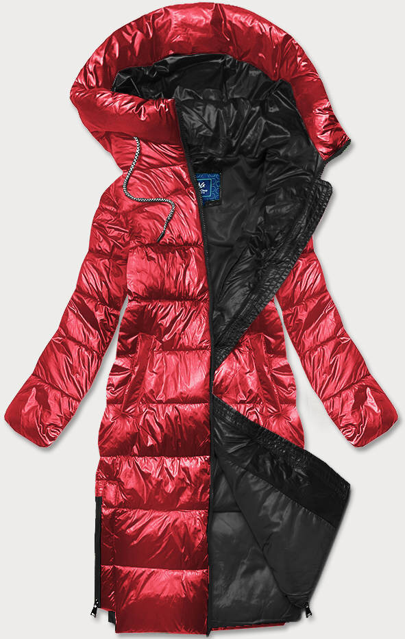 Červená péřová bunda s kapucí Ann Gissy, odcienie czerwieni S (36) i392_20742-46