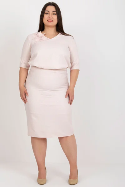 Dámská Růžová Plus Size Sukně Elegant od Fashionhunters