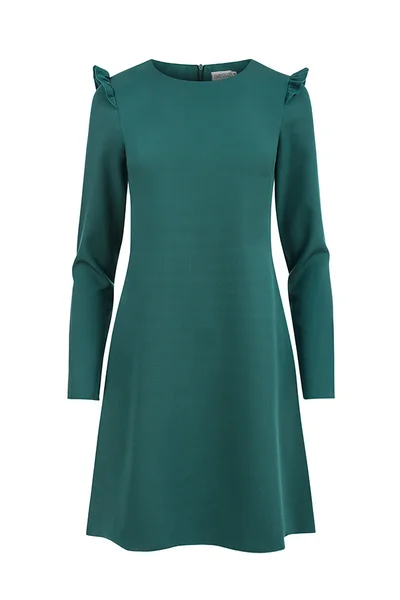 Zelené lichoběžníkové šaty s volánky Numoco NELL
