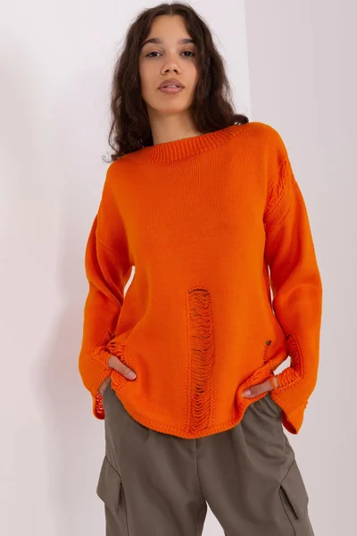 Oranžový oversize svetr s širokými rukávy - Pohodlný styl FPrice