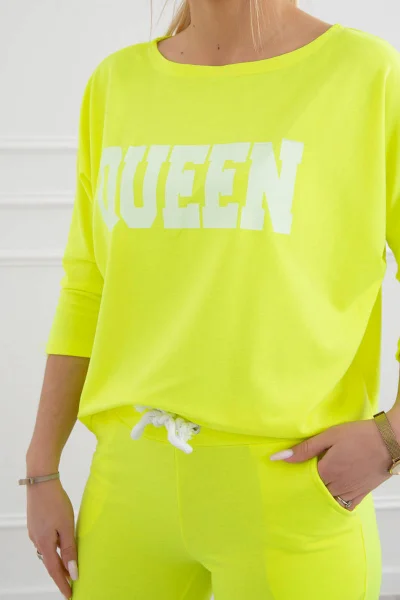 Neonová Queen sada halenky a kalhot K-Fashion