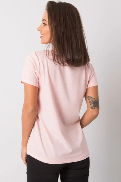 Základní růžové bavlněné tričko z melanže pro ženy FPrice