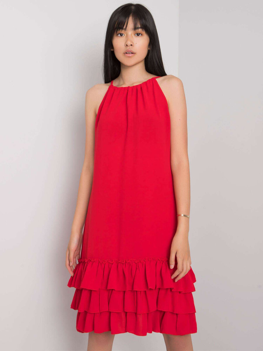 Dámské RUE PARIS Červené šaty na ramínka FPrice, S/M i523_2016102967125