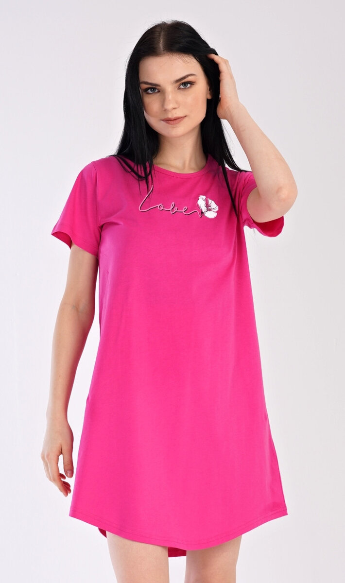 Květinová noční košile LOVE Vienetta, tmavě růžová XL i232_9194_55455957:tmavě růžová XL