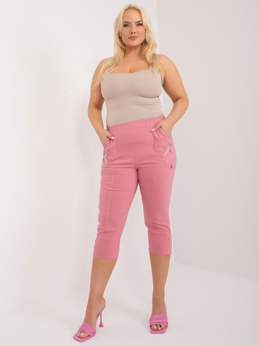 Růžové dámské kalhoty FPrice - Elegantní AT střih, 50 i523_2016103515530