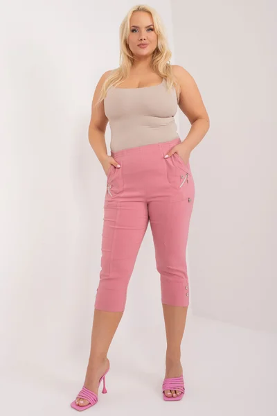 Růžové dámské kalhoty FPrice - Elegantní AT střih