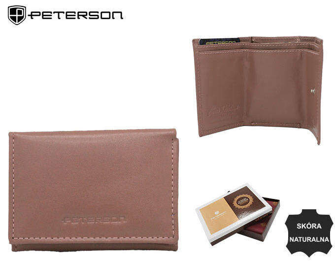 Růžová kožená peněženka Peterson s uzávěrem, jedna velikost i523_5903051199653