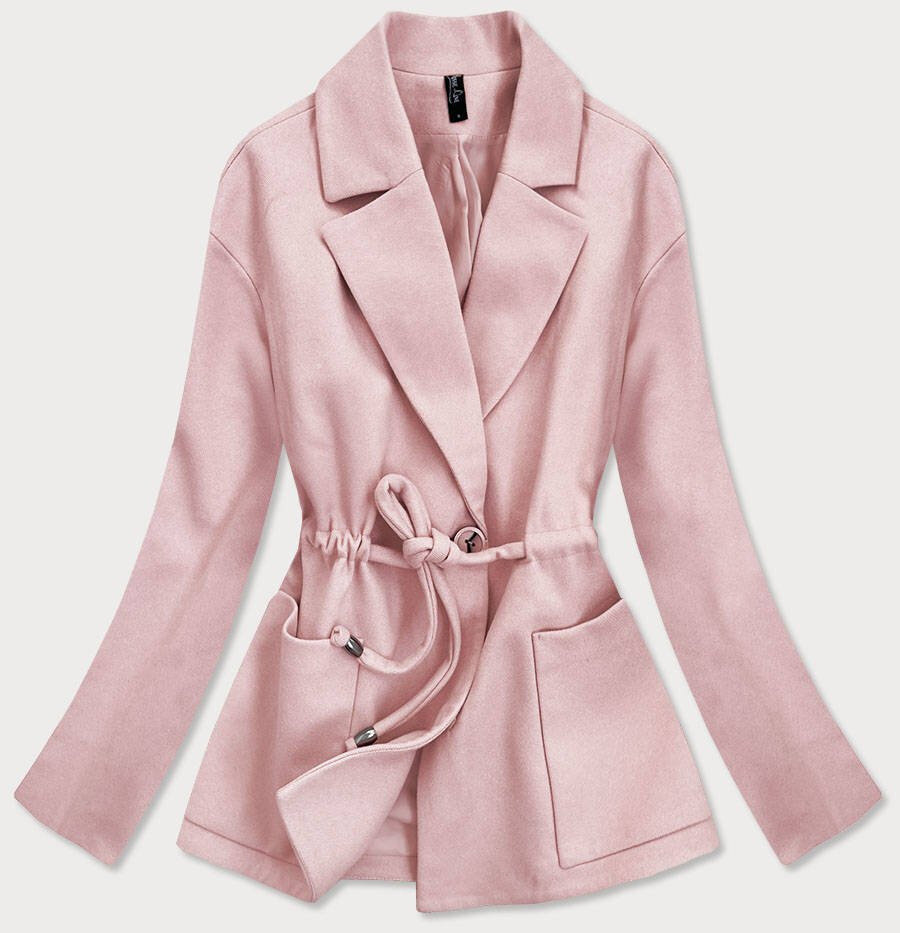 Krátký růžový volný dámský kabát 4L965 ROSSE LINE, odcienie różu XL (42) i392_17035-53