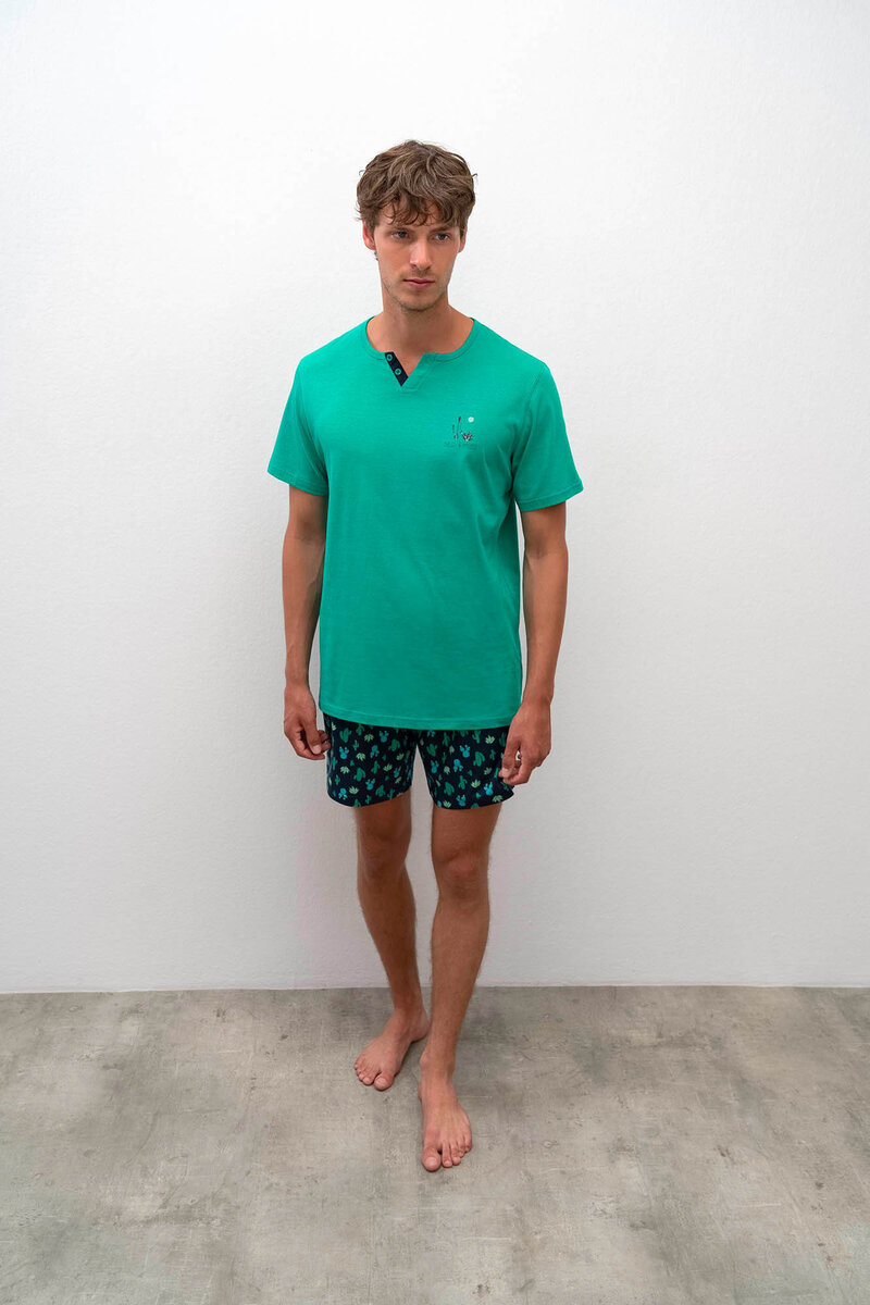 Pánské krátké pyžamo 45F65V - Vamp, zeleno-modrá M i10_P54281_1:496_2:91_