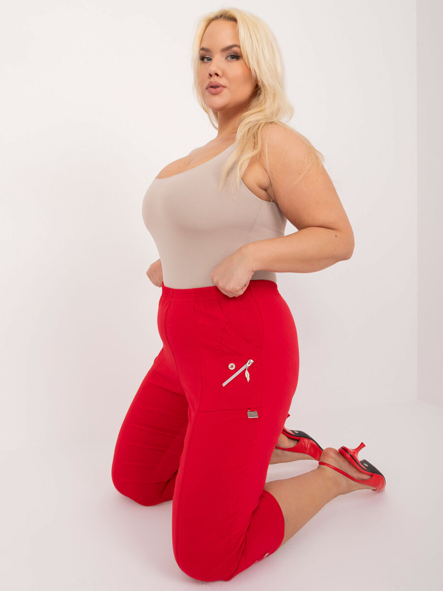 Červené dámské kalhoty FPrice - Elegantní AT model, 52 i523_2016103515882