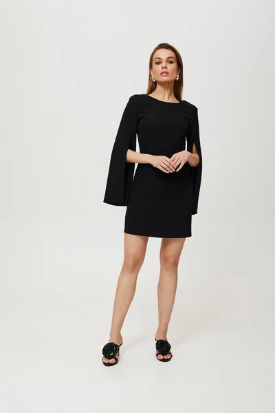 Černé Mini šaty s dělenými rukávy - Elegantní Výřez Makover