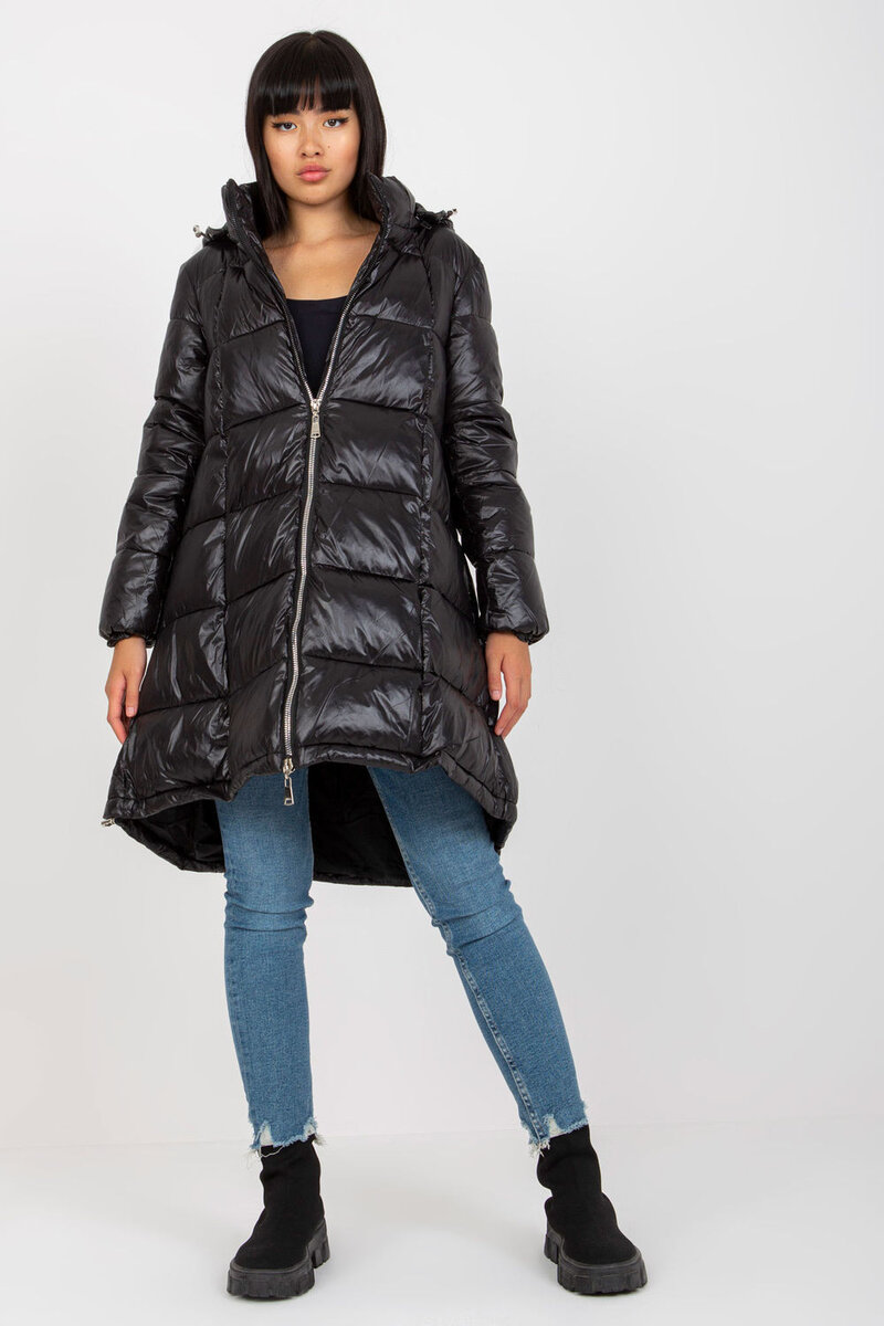 Zimní dámský prošívaný kabát s odnímatelnou kapucí, Xl i240_170732_2:XL