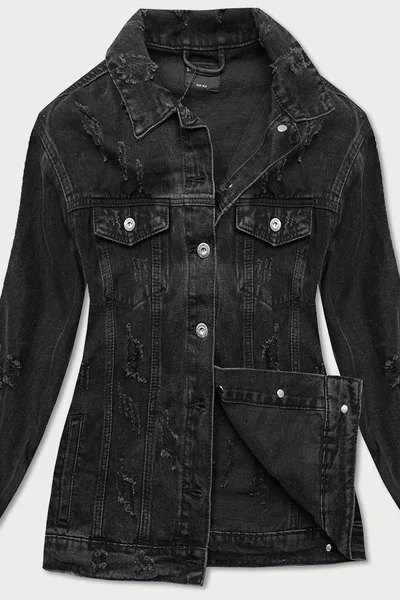 Černá dámská džínová bunda s protrženími 582Q5 DENIM STORIES