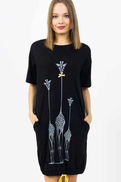 Dámské domácí šaty s krátkým rukávem Žirafy Vienetta