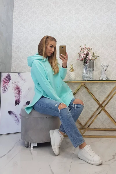 Dámská zateplená mikina s rozparky mint K-Fashion