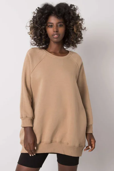 Beige Cotton Sweatshirt - Dámská mikina Fashionhunters