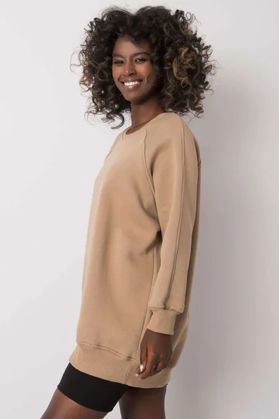 Beige Cotton Sweatshirt - Dámská mikina Fashionhunters